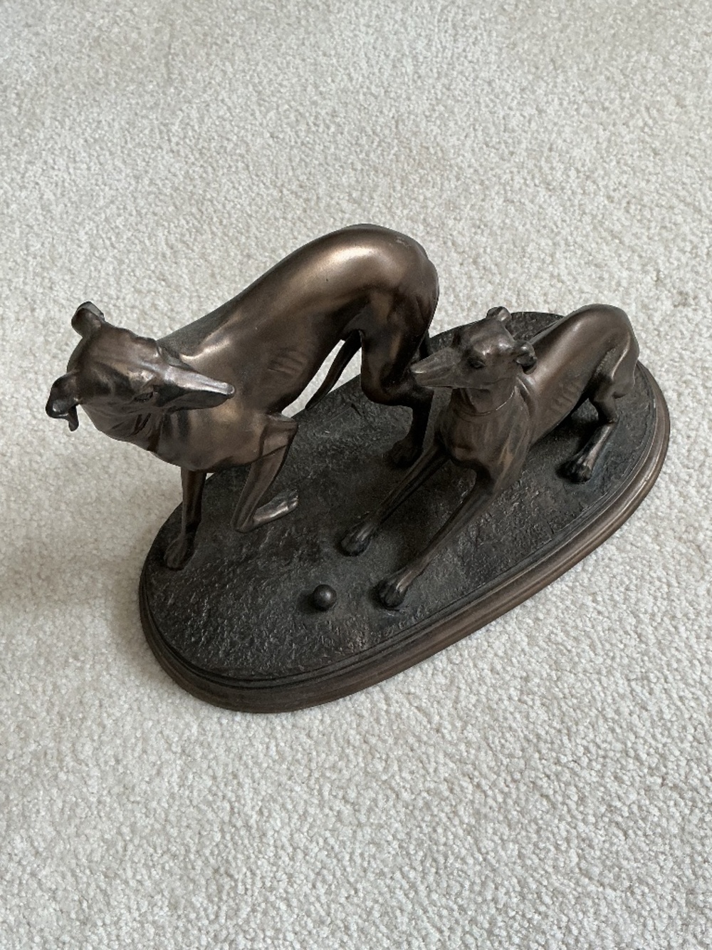 Beautiful Cold Cast Bronze Pair of Whippets///// GREYHOUNDS Statue STUNNING